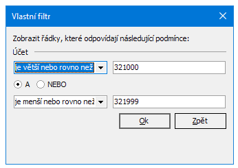 Soubor:Wiki obrázky - Filtr analytické účty 321xxx.png