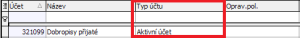 Aktivní analytický účet pro dobropisy přijaté v TAB30S